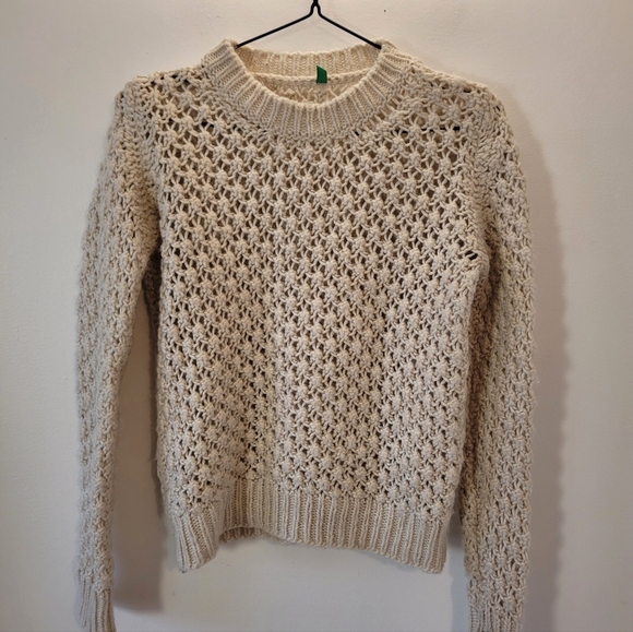 United Colors Of Benetton Sweaters - Vintage United Colors Of Benetton Crochet Knit Wool Alpaca Blend Sweater - Xs